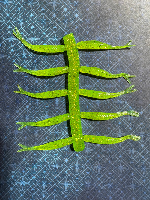 Chartreuse with Gold Flake 2 inch Tracer Shads
